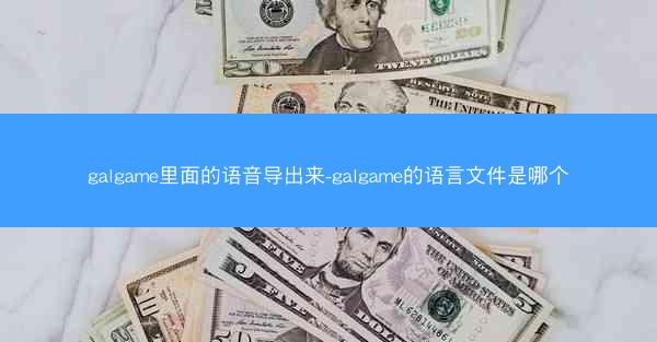galgame里面的语音导出来-galgame的语言文件是哪个