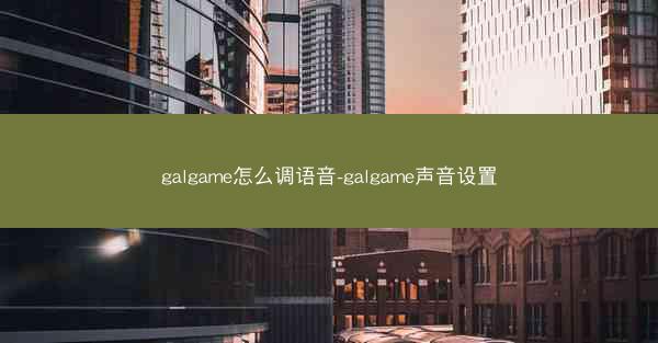 galgame怎么调语音-galgame声音设置