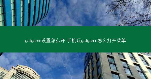 galgame设置怎么开-手机玩galgame怎么打开菜单