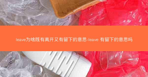 leave为啥既有离开又有留下的意思-leave 有留下的意思吗