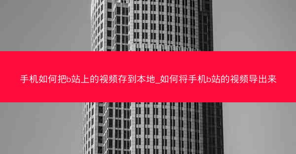 手机如何把b站上的视频存到本地_如何将手机b站的视频导出来