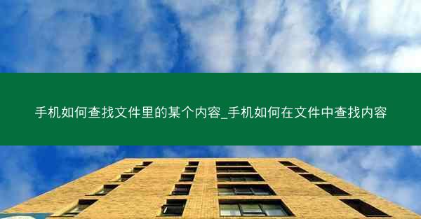 手机如何查找文件里的某个内容_手机如何在文件中查找内容