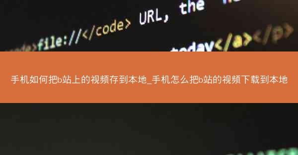 手机如何把b站上的视频存到本地_手机怎么把b站的视频下载到本地